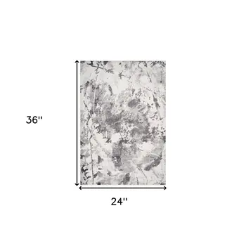 2' X 3' Ivory And Gray Abstract Area Rug