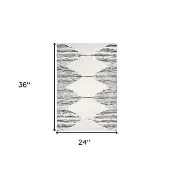 2' X 3' Ivory And Black Geometric Area Rug