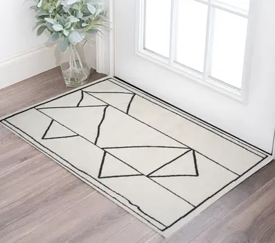 2' X 3' Ivory And Black Geometric Area Rug