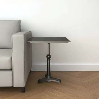 30" Brown Iron Square Pedestal End Table