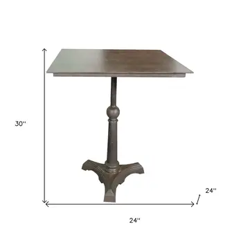 30" Brown Iron Square Pedestal End Table