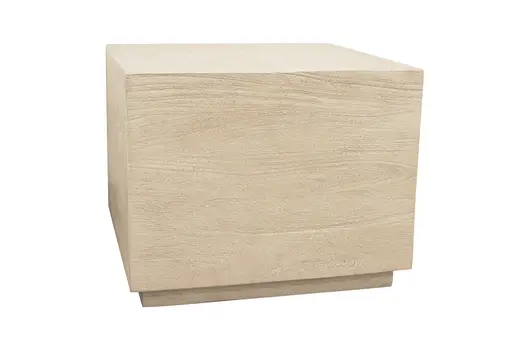 16" Natural Distressed Solid Wood Square Block End Table