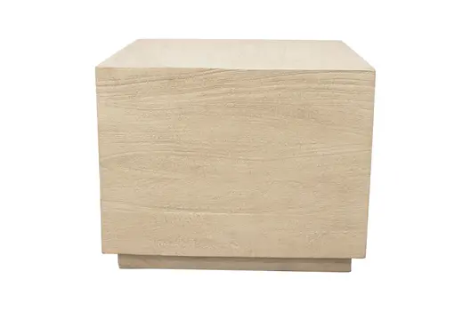 16" Natural Distressed Solid Wood Square Block End Table