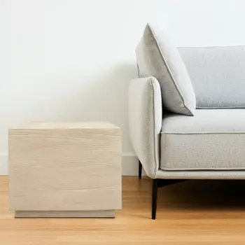 16" Natural Distressed Solid Wood Square Block End Table
