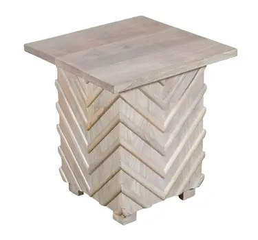 24" White Distressed Solid Wood Square End Table