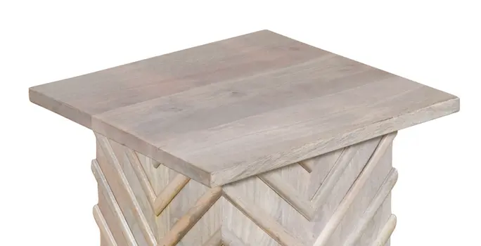 24" White Distressed Solid Wood Square End Table