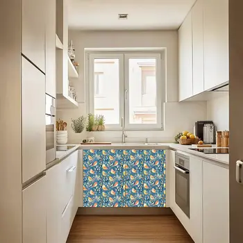 6" x 6" Blue And Yellow Vinyl Arabesque Peel And Stick Removable Tiles