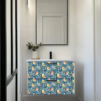 8" x 8" Blue And Yellow Vinyl Arabesque Peel And Stick Removable Tiles