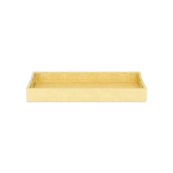 16" Gold Wood Geometric Serving Tray With Handles