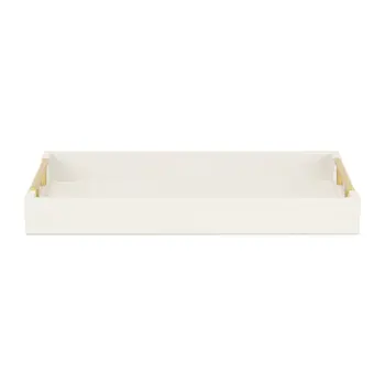 16" Wood Faux Shagreen Serving Tray With Handles