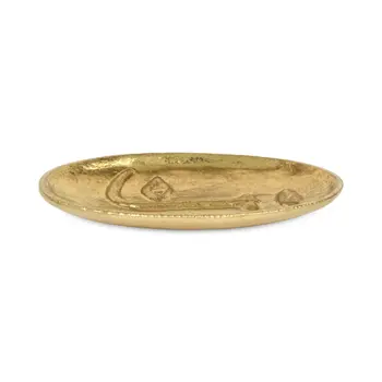 8" Gold Cast Iron Mod Abstract Face Oval Trinket Tray