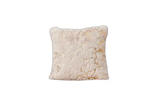 22" Ivory And Gold Abstract Faux Fur Throw Pillow