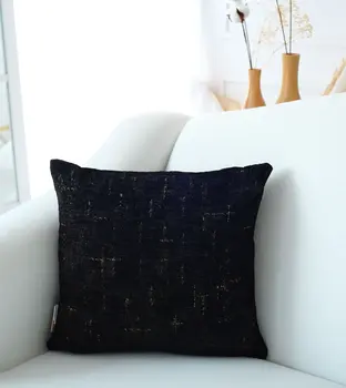 18" Black And Gold Abstract Chenille Throw Pillow