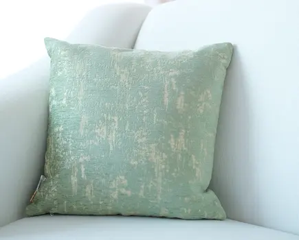 18" Mint Green and Tan Abstract Chenille Throw Pillow