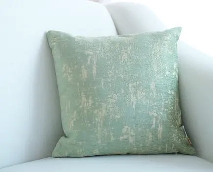 18" Mint Green and Tan Abstract Chenille Throw Pillow