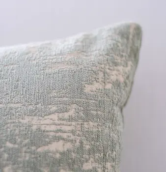 18" Mint Green and Tan Abstract Chenille Throw Pillow