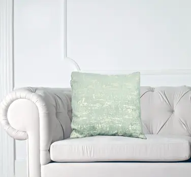 18" Mint Green and Tan Abstract Chenille Throw Pillow