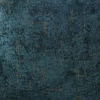 18" Teal Blue And Gold Abstract Chenille Throw Pillow