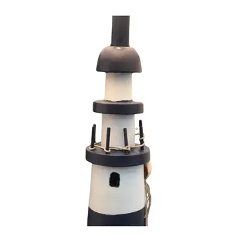 Set of Two 30" Blue And White Lighthouse USB Table Lamps With Cream Cone Shade