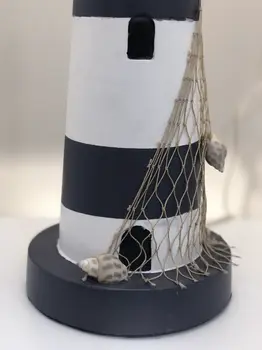 Set of Two 30" Blue And White Lighthouse USB Table Lamps With Cream Cone Shade