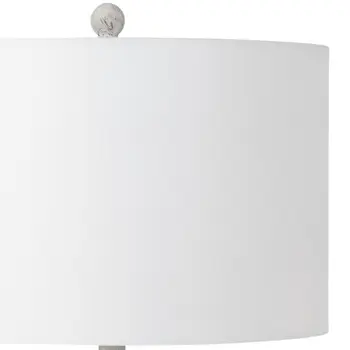Set of Two 30" Distressed White Table Lamp USB With White Cone Shade