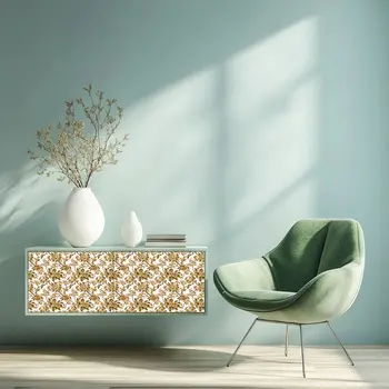 5" x 5" Gold And White Vinyl Arabesque Peel And Stick Removable Tiles