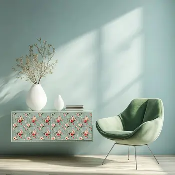 5" x 5" Red And Green Vinyl Arabesque Peel And Stick Removable Tiles