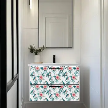 8" x 8" Green And Pink Vinyl Arabesque Peel And Stick Removable Tiles