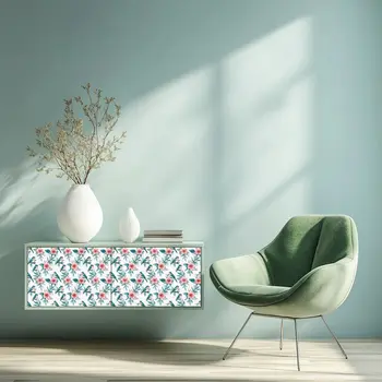 8" x 8" Green And Pink Vinyl Arabesque Peel And Stick Removable Tiles