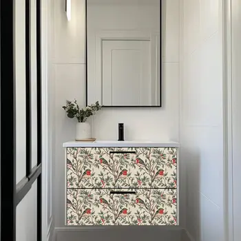 5" x 5" Green And Red Vinyl Arabesque Peel And Stick Removable Tiles