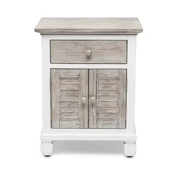 28" White And Gray Solid Wood One Drawer Nightstand With USB