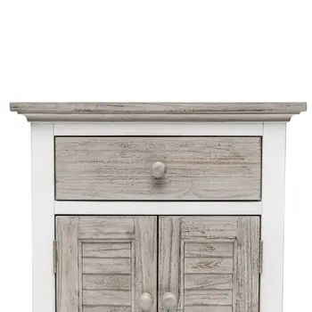 28" White And Gray Solid Wood One Drawer Nightstand With USB