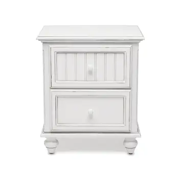 28" White Solid Wood Distressed Two Drawer Nightstand With USB Port