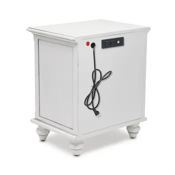 28" White Solid Wood Distressed Two Drawer Nightstand With USB Port