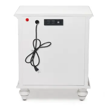 28" White Solid Wood Distressed Two Drawer Nightstand With USB Port
