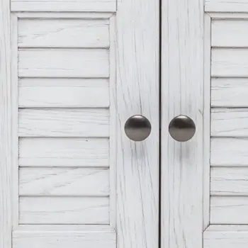28" White Solid Wood Distressed Plantation Shutter One Drawer Nightstand With USB Port