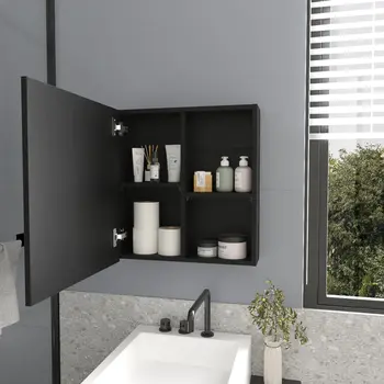 20" Black Wood Floating Bathroom Vanity