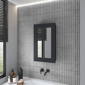 15" Black Wood Floating Bathroom Vanity