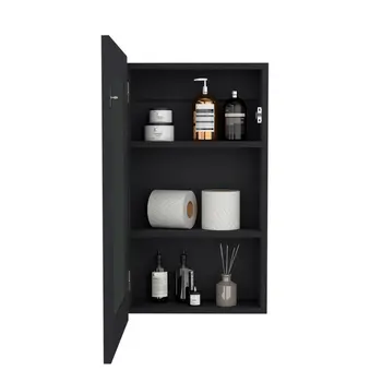 15" Black Wood Floating Bathroom Vanity