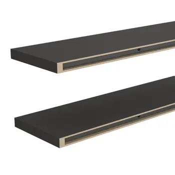 47" Set Of Two Dark Gray Wood Wall Mounted Floating Shelves