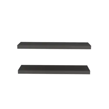 32" Set Of Two Dark Gray Wood Wall Mounted Floating Shelf