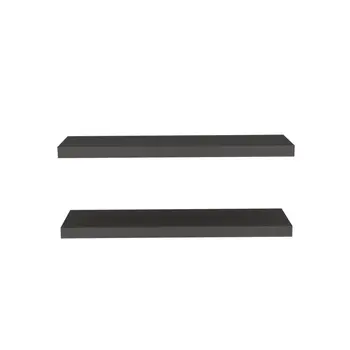 32" Set Of Two Dark Gray Wood Wall Mounted Floating Shelf