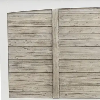 Gray Carved Geometric Distressed Solid Wood Queen Bed Frame