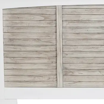 Gray Carved Geometric Distressed Solid Wood King Bed Frame