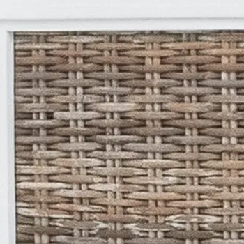White and Brown Inlaid Panels Solid Wood Queen Bed Frame