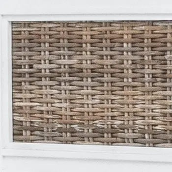 White and Brown Inlaid Panels Solid Wood Queen Bed Frame