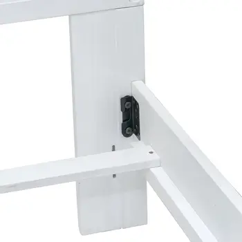 White Ribbed Texture Solid Wood King Bed Frame