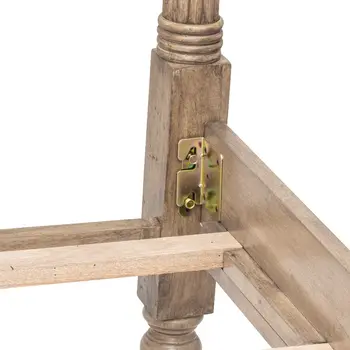Natural Carved Geometric Solid Wood Queen Bed Frame