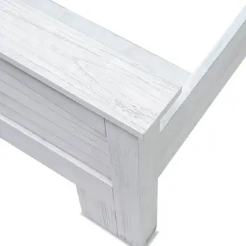 White Plantation Shutter Distressed Solid Wood Queen Bed Frame