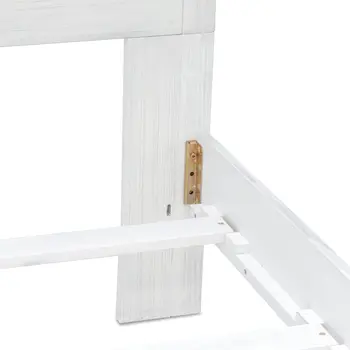 White Plantation Shutter Distressed Solid Wood Queen Bed Frame